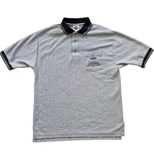 Harley Davidson Motorcycles Large Gray Herringbone Polo Shirt